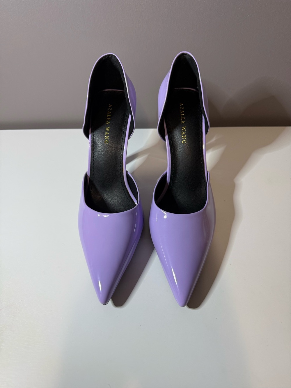 Azalea Wang Lavender Patent Pointed D'Orsay Heels